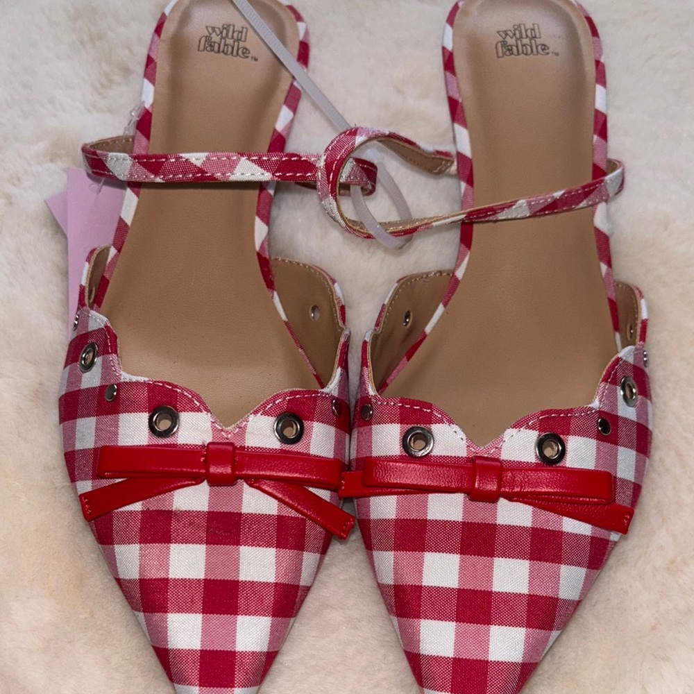 Red Gingham Kitten Heels